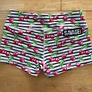 Savage Barbell cherry shorts
